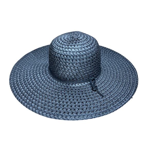 Retro Style Floppy Woven Wide Brim Sun Hat Black Beach Summer Pool Vintage Glam - Picture 4 of 8